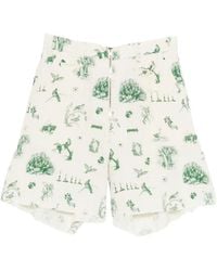 Midorikawa - Graphic-Print Raw-Edge Shorts - Lyst