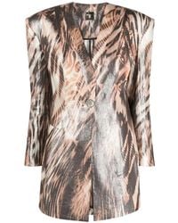 Tessitura Body Couture - Printed Oversized-Shoulder Blazer - Lyst