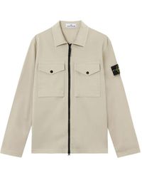 Stone Island - 1200010 Stretch Organic Cotton Satin Overshirt - Lyst