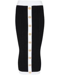 Balmain - Falda midi de punto con botones - Lyst