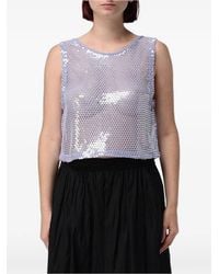 Emporio Armani - Sequin-Embellished Mesh Top - Lyst