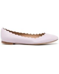Chloé - Lauren Scallop-edge Leather Ballerina Shoes - Lyst