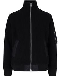 Sacai - Ribbed-Knit Zip-Up Sweater - Lyst