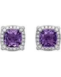 David Yurman - Sterling Petite Chatelaine Amethyst And Diamond Stud Earrings (5Mm) - Lyst