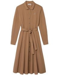 Lacoste - Robe-Polo En Piqué À Taille Ceinturée - Lyst