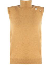 Alberta Ferretti - Pearl-Embellished High Neck Top - Lyst