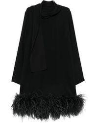 P.A.R.O.S.H. - Vestido Corto Con Ribete De Plumas Y Pañuelo - Lyst