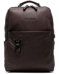 Piquadro - Logo-Plaque Leather Laptop Backpack - Lyst