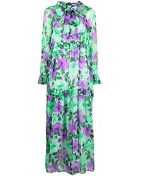 P.A.R.O.S.H. - Long-sleeve Floral-print Dress - Lyst