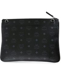 MCM - Medium Logo-Print Pebbled Cross Body Bag - Lyst