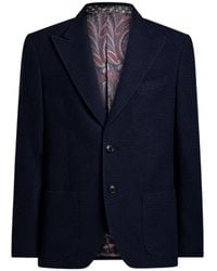Etro - Single-Breasted Knit Cashmere And Wool Jacket - Lyst