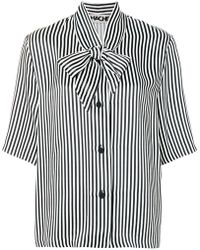 Hache Oversized Striped Tie-neck Shirt - Black