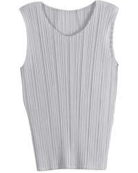 Pleats Please Issey Miyake - Pleated Sleeveless Top - Lyst