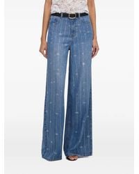 Self-Portrait - Rhinestone Stripe Denim Jeans - Lyst