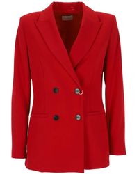 Marella - Double-Breasted Twill Blazer - Lyst