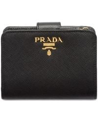 Prada - Snap Fastener Small Leather Wallet - Lyst