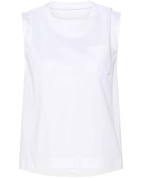 Sacai - Pleat-detail Cotton T-shirt - Lyst