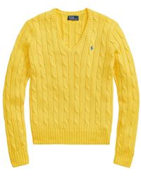Polo Ralph Lauren - Pull En Maille Torsadée À Col V - Lyst