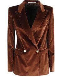Tagliatore - Velvet Double-Breasted Blazer - Lyst