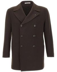 Tagliatore - Double-Breasted Logo-Pin Coat - Lyst