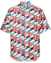 Gucci - Logo-seidenhemd "pixel Deep On" - Lyst