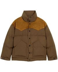 Ami Paris - Nylon En Katoenen Donsjas Met Leren Vlakken - Lyst