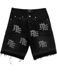 Mixed Emotions - Short En Jean Effiloché À Ornements Strassés - Lyst