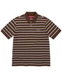 Supreme - Striped Embroidered-Logo Polo Shirt - Lyst