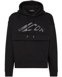 DSquared² - Icon-Appliqué Cotton Hoodie - Lyst