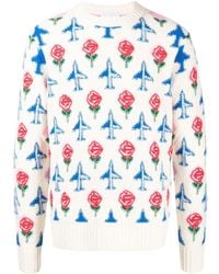 CASABLANCA - Intarsia-Knit Crew Neck Jumper - Lyst