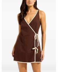 Seafolly - Contrast-Trim Wrap Mini Dress - Lyst