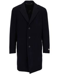 Canali - Single-Breasted Logo-Appliqué Coat - Lyst