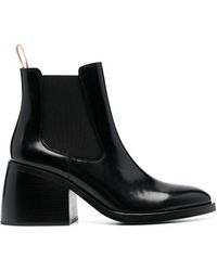 See By Chloé - Polished-leather Block-heel Boots - Lyst