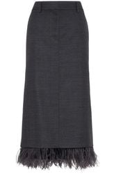 Brunello Cucinelli - Virgin Wool Feather-Trim Skirt - Lyst