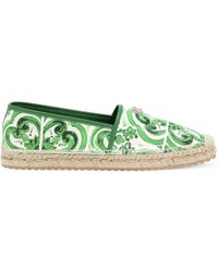 Dolce & Gabbana - Majolica-Print Logo-Plaque Espadrilles - Lyst