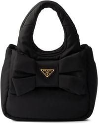 Prada - Mini Padded Re-Nylon Bag With Bow - Lyst