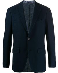 Etro Houndstooth Pattern Tailored Blazer - Blue