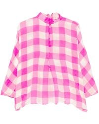 Daniela Gregis - Check-Pattern Frayed Shirt - Lyst