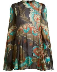 Etro - Pleated Floral-Print Mini Dress - Lyst
