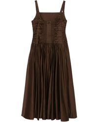 Aje. Hybrid Pleated Linen-blend Midi Dress in Red | Lyst