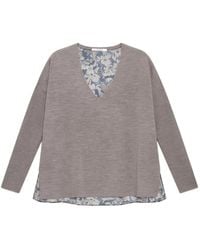Maliparmi - Floral-Panel V-Neck Sweater - Lyst