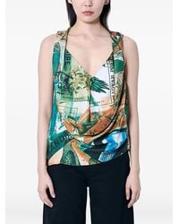 Kiko Kostadinov - Printed Draped Silk Blouse - Lyst