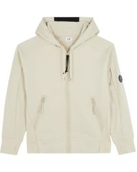 C.P. Company - Diagonal Raised Fleece Lens Zip Hoodie - Lyst