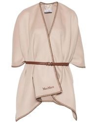 Max Mara - Logo-Embroidered Wool Poncho - Lyst