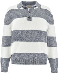 Paul & Shark - Striped Knit Polo Shirt - Lyst