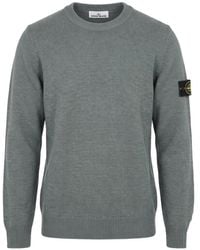 Stone Island - 5100072 Lambswool Regular-Fit Crewneck Jumper With Ribbed Trims - Lyst