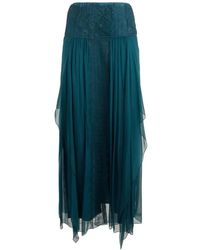 Alberta Ferretti - Lace-Trim Fringed Maxi Skirt - Lyst