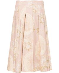 Semicouture - Floral-print Cotton Pleated Skirt - Lyst
