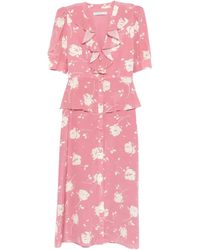 Alessandra Rich - Midikleid mit Blumen-Print - Lyst