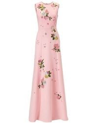 Carolina Herrera - Floral-Embroidered Maxi Dress - Lyst